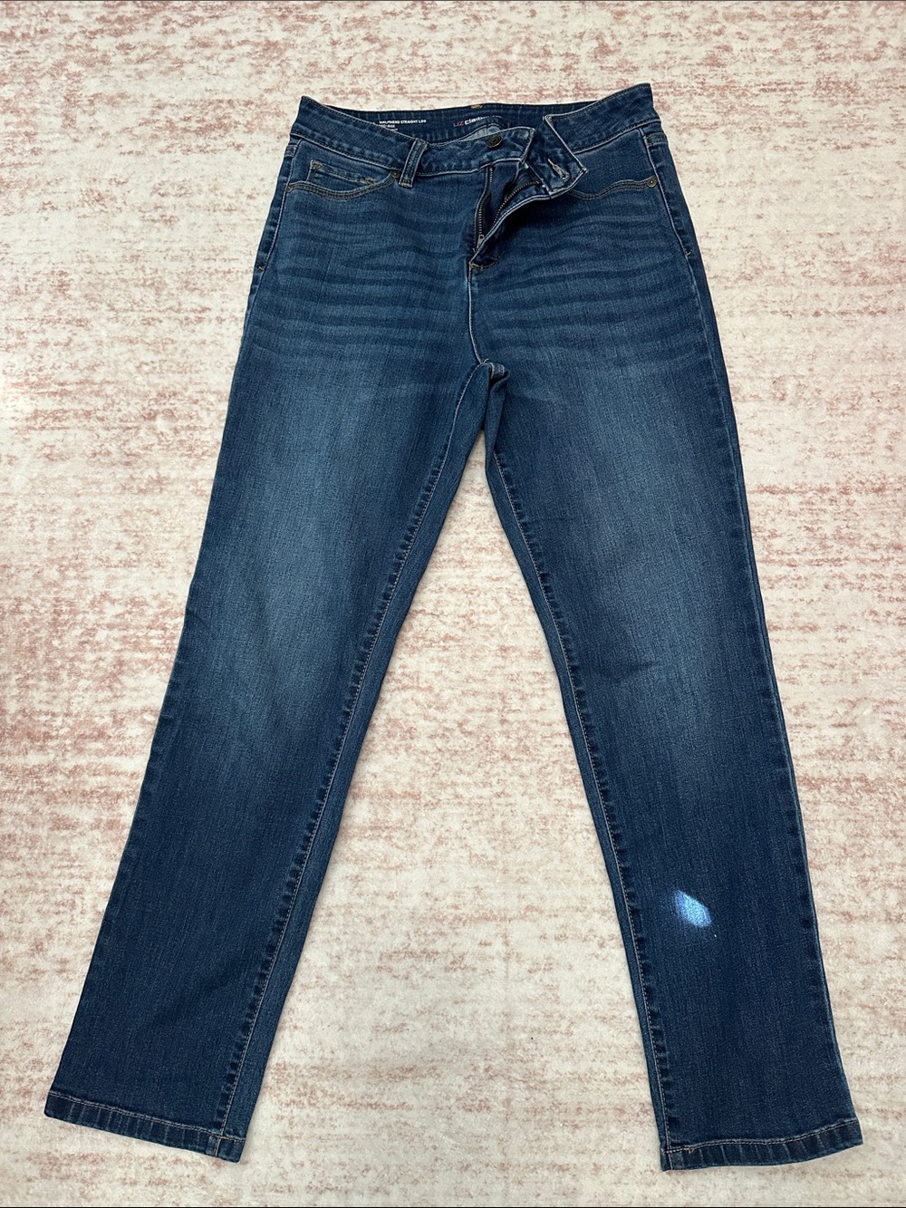 Liz Claiborne Dark Blue Girlfriend Straight Leg Jeans Mid Rise